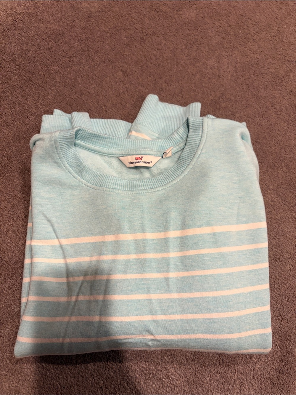Vineyard Vines Pastel Blue and White Striped Pullover